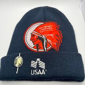 Black red indian beanie